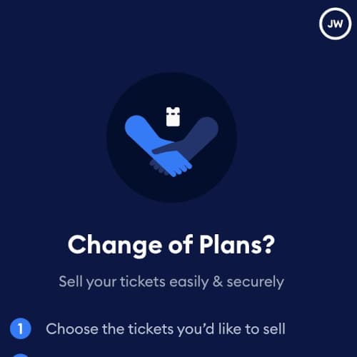 The ticket resale screen